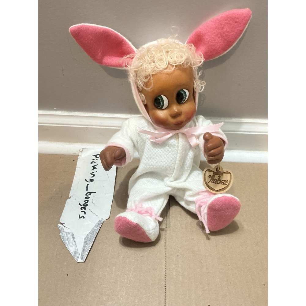 HARALD NABER WOODEN BABY B. JOHN NABER KIDS DOLL BUNNY PJ 1996 Signed /Prototype